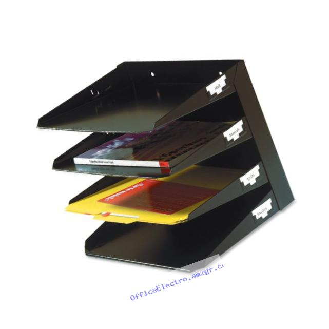 MMF Industries 4-Tier Letter-Size Horizontal Steel Desk Organizer, Black (264R4HBK)