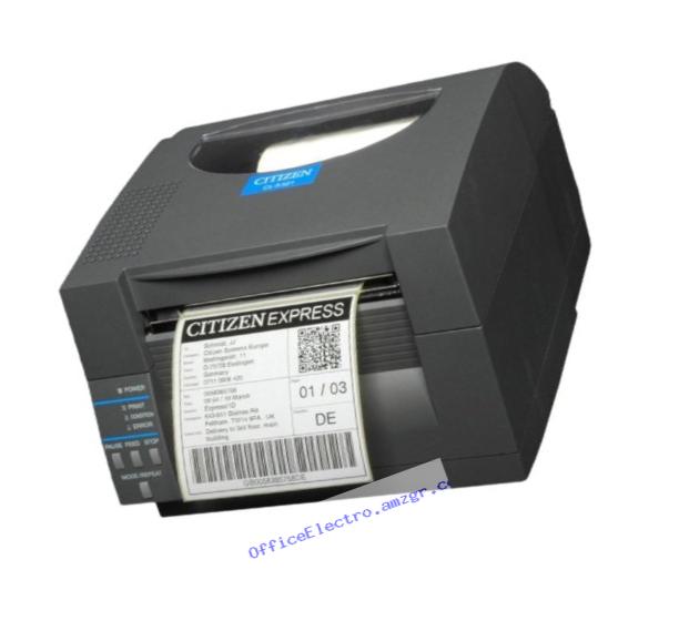 Citizen America CL-S521-EC-GRY CL-S521 Series Direct Thermal Barcode and Label Printer with Ethernet Connection, Cutter, Front Exit, 4