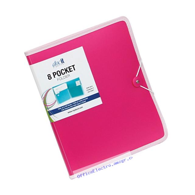 DocIt 8 Pocket Folder, Pink (00908-PK)