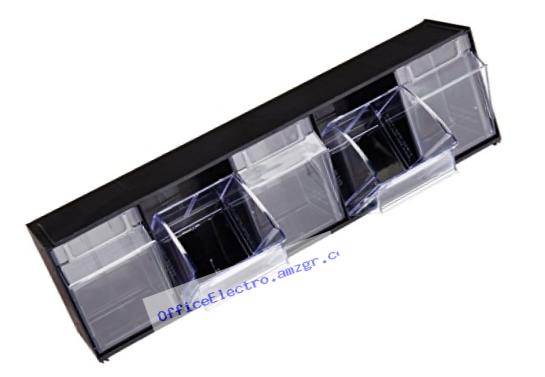 Deflecto 20504OP Five-bin horizontal tilt bin storage system, 23-5/8w x 5-1/4d x 6-1/2h, black