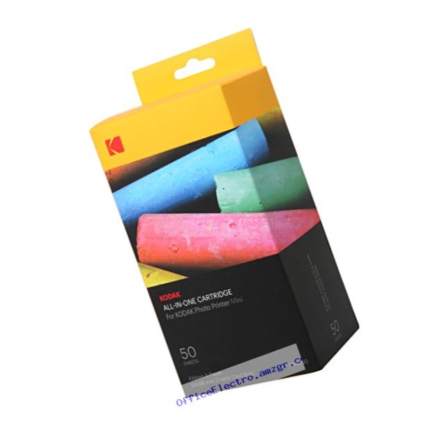 Kodak mini photo printer cartridge pmc -all-in-one paper & color ink cartridge refill - 50 pack, black (KOD-PMC50)
