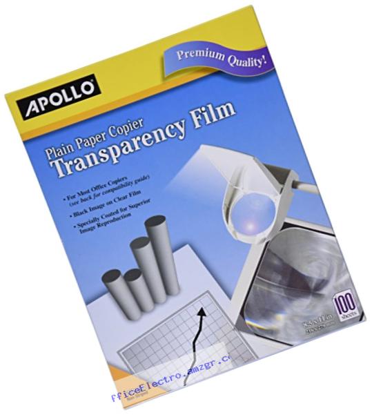 Apollo Plain Paper Copier Film without Sensing Stripe, 8.5 x 11 Inches, Clear Sheet and Black Image, 100 Sheets per Box (VPP100CE)
