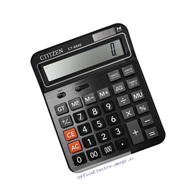 Everplus Black 14D Electronic Desktop Calculator with 14 Digit Large Display, Solar Battery LCD Display Office Calculator
