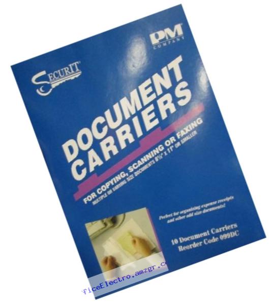 PM Company SecurIt Document Carriers, 8.5 x 11.5 Inches, Clear Front/White Backing, 10 Per Package (099DC)