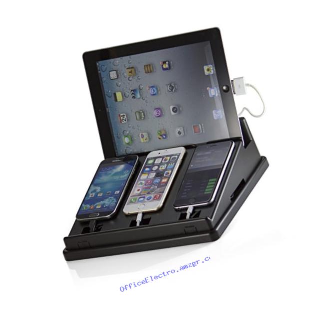 Officemate OIC Universal Multi-Device Charging Station for Smart Phones & Tablets, Black (22505)