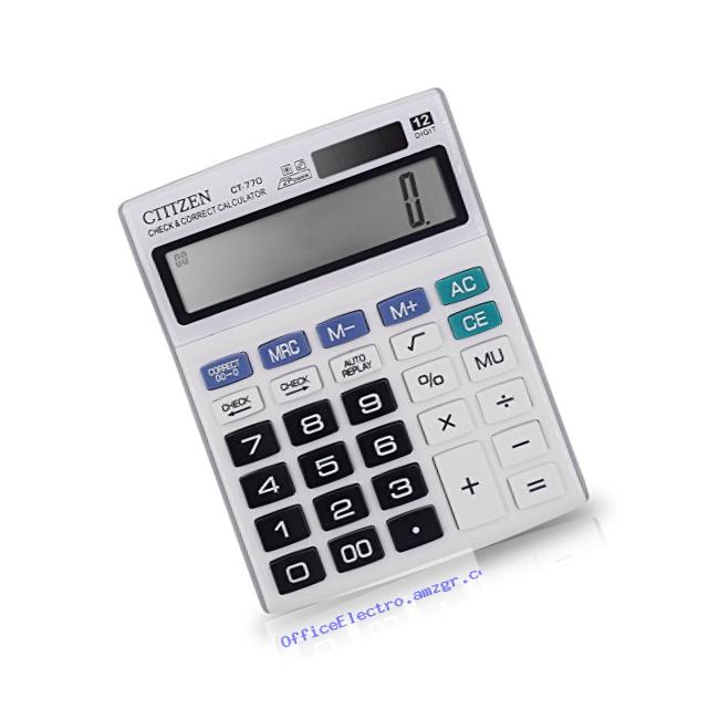 Everplus Calculator, Everplus Electronic Desktop Calculator with 12 Digit Large Display, Solar Battery LCD Display Office Calculator, White