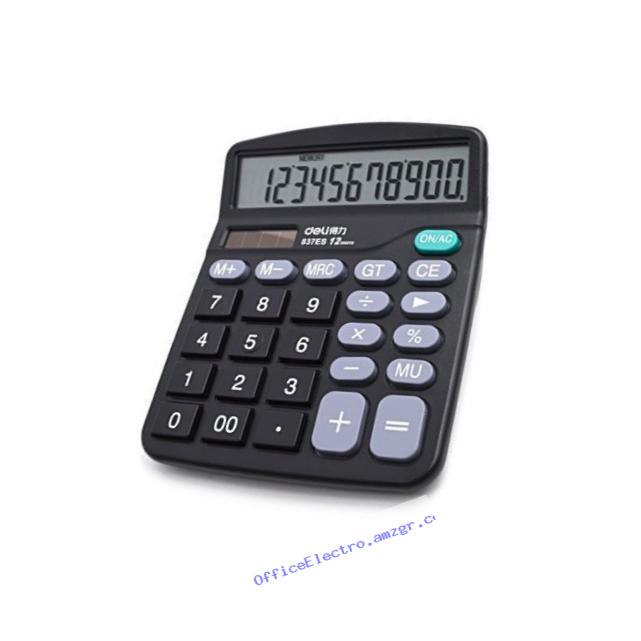 Aisa Large Display Standard Desktop Calculator Economical Dual Solar/battery-powered Color Black