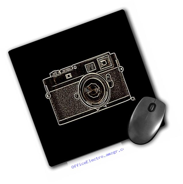 3dRose LLC 8 x 8 x 0.25 Inches Picture of a White Rangefinder Camera on Black Background Mouse Pad (mp_17580_1)