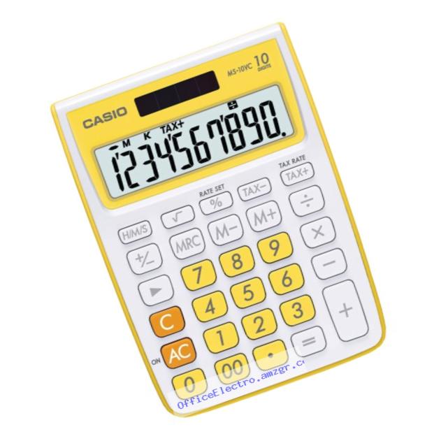 Casio MS-10VC Standard Function Calculator, Yellow