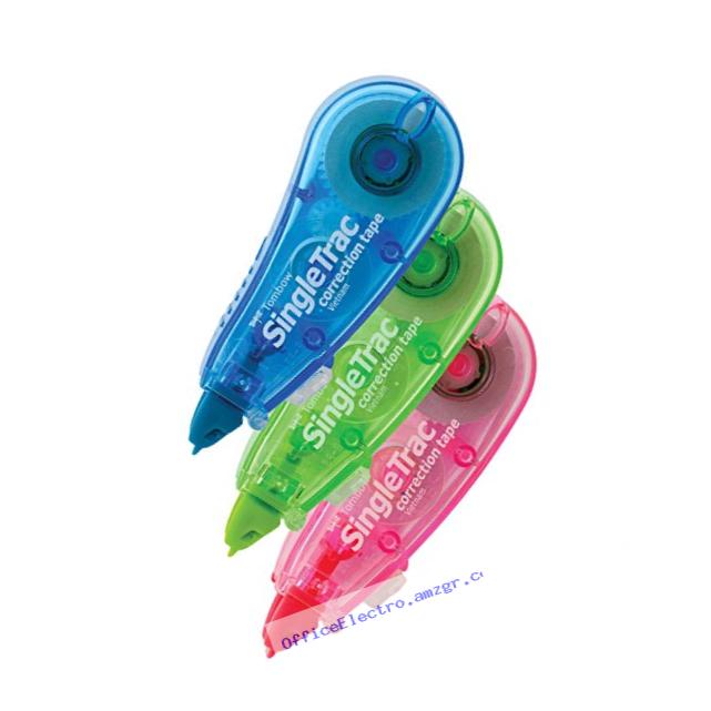 Tombow SingleTrac Correction Tape, Assorted Colors, 3-Pack