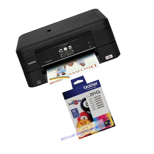 Brother Printer MFC-J680DW Wireless Color Photo Printer with Scanner, Copier & Fax With 3 Pack Ink